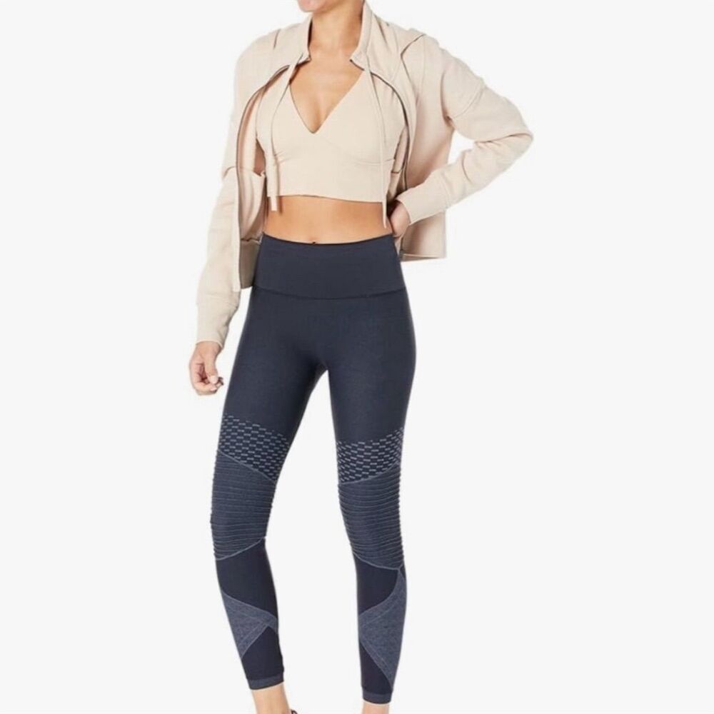 Spanx Leggings Small Indigo Sky Gray Seamless Moto Tummy Control Activewear